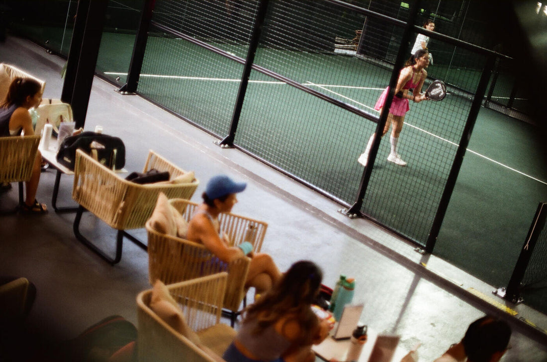 The lounge at The Rally Padel Club, Kuala Lumpur, between matches